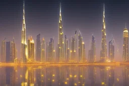 dubai city in the night, street, 8k, finely detailed, photo realistic