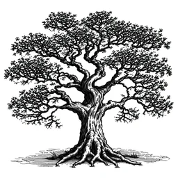 a Chinese tree, the trunk of the tree is drawn with black lines. The tree fits completely