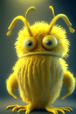 Horne yellow furry alien , incredibly detailed, ultra high resolution, 8k, complex 3d render, cinema 4d.
