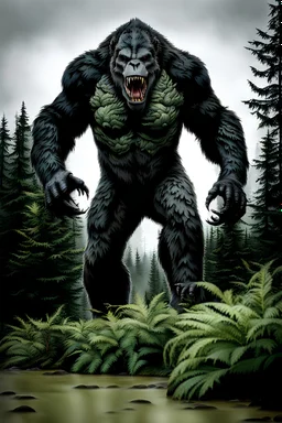 Bigfoot x tyrannosaurus hybrid. Photograph.