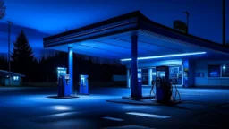 Mysterious gas station at the blue hour