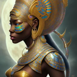 sango fantasy, fantasy magic, intricate, sharp focus, illustration, highly detailed, digital painting, concept art, matte, masterpiece head sexy view black African beauty black afro hair earth lady siver falcon head Egyptian princess pyramid background