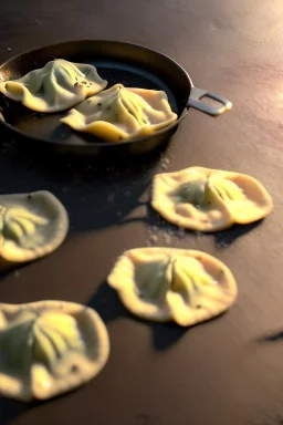 Cooking photo, d Raviolis with truffle, olive oil. moisture, art, natural, ornaments, ceramic, marble, high kitchen, smooth, god rays, unreal engine 5, ray tracing, RTX, lumen lighting, ultra detail, volumetric lighting, 3d.