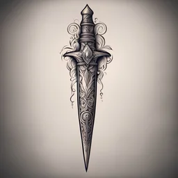 Drawin Neo tradisional decorative dagger sleeve tatto style