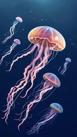 Draw jellyfish, translucent and slightly shining, floating in the dark. Let their forms blur like the boundaries between a dream and reality.