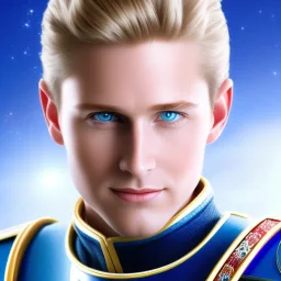 prince galactique beau fin, profil de trois quart, grand front cosmique, peau bleu cristalline, yeux bleu réel, cheveux blond et rose étoilé, armure sur le corps, collier de grand prince, lèvres souriante, très jolie sourire, fond de galaxie. 4k prince galactique beau fin, profil de trois quart, grand front cosmique, peau bleu cristalline, yeux bleu réel, cheveux blond et rose étoilé, armure sur le corps, collier de grand prince, lèvres souriante, très jolie sourire, fond de galaxie. 4