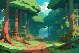 a forest clearing background art in the style of spirited away