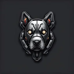 a blank background a dark themed logo that looks like the cyborg dog