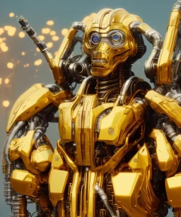 terminator, golden armor suit, full body close up, soft light atmosphere, light effect，vaporwave colorful, concept art, smooth, extremely sharp detail, finely tuned detail, ultra high definition, 8 k, unreal engine 5, ultra sharp focus