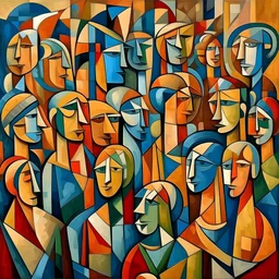 piccasso crowd people cubism