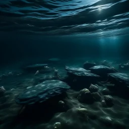 underwater images in a dark icy sea