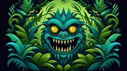 Monster logo with jungle background