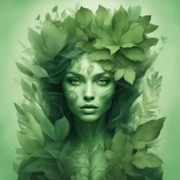 mystical powerful greenish botanical woman