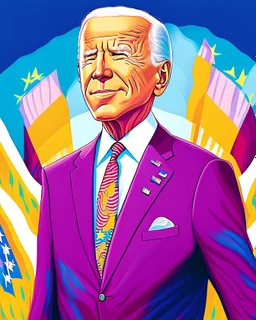 Cartoon of presidente Joe Biden cuerpo completo hiperdetallado colores complementarios en el fondo la casa blanca