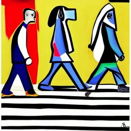 abbey road cover in picasso style