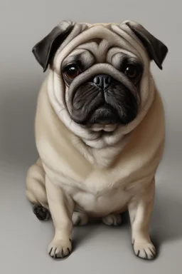 a serious looking old pug dog, super realistic ,8k quality