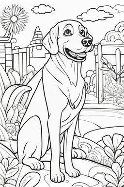 coloring book page of a dog