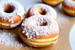 mini donuts completely covered in powdered sugar