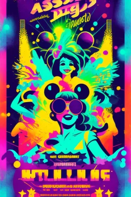 nostalgic Blast from the Past rave party poster cheerfull disney abstract