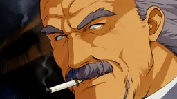 Old man smoking comic style