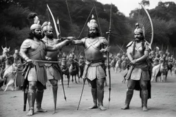 [very impressive high res masterpiece in Kodak Eastman 5247, scene by László Krasznahorkai] As Arjuna and Duryodhana stand shoulder to shoulder, facing the same wooden target in the archery contest, their skills as archers are undeniable. Both warriors possess remarkable talent and prowess with the bow, each capable of hitting their mark with precision and power. Arjuna's form is impeccable, his arrows flying true and striking the target with effortless grace. His mastery of archery shines brigh