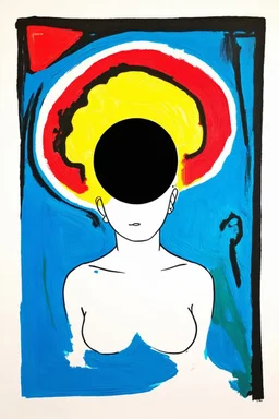 nothinghead; outline of a person with a black hole for a brain surrounded by a Matisse-inspired Palette