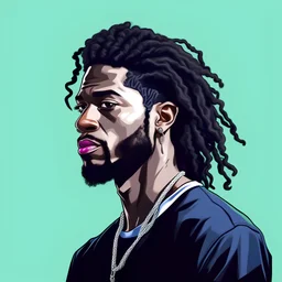 illustration art style black man long curly hair