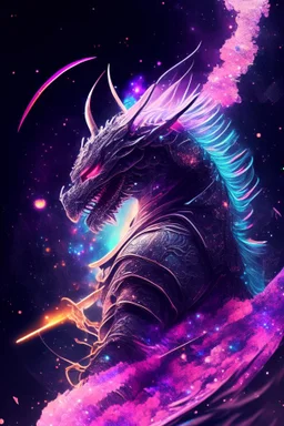 Fierce Magical dragon in space