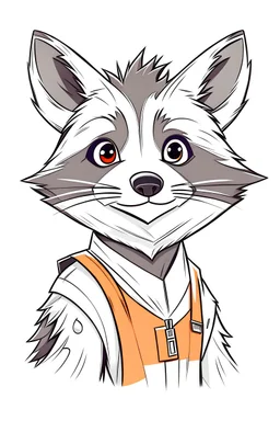 A developer , wearing t-shirt, character of racoon profile picture, white background