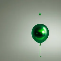 High resolution photographed inflated green star shaped foil balloon