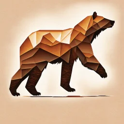 silhouette of a brown bear, letterpress style 2d lowpoly lookalike, minimalistic high contrast pencil art