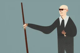 digital illustration of a blind man , holding cane