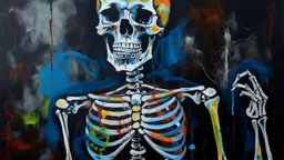 voodoo skeleton, neo-expressionism, acrylic paint