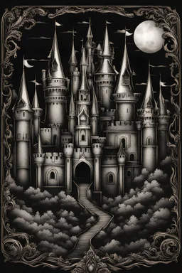fantasy castle logo on black background