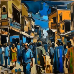 Abstract painting sad people in Tripoli