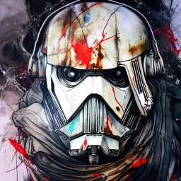 photorealistic luke skywalker helmet with weathered painting , illustration on coarse canvas by <agnes cecile> and <Yoji Shinkawa>, ornate and intricate details , soft smooth lighting, ultra detailed concept art,