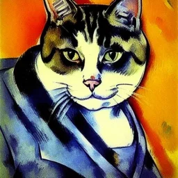 portrait of a cat by Paul Cézanne style