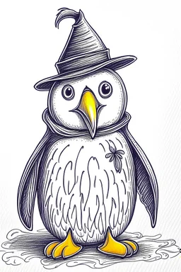 Halloween penguin art sketch