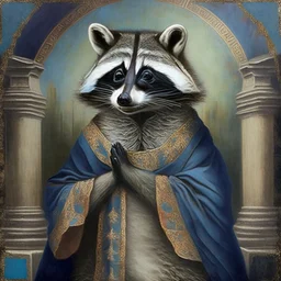a racoon in the style of orthodox paintings