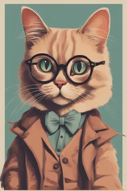 smart cat with glasses