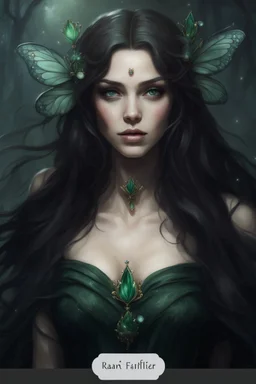 Dark green hair, elven crown emerald Water lilies long hair lotus night Fairy princess rapunzel hair queen crown dragonflies fireflies elven tiara flowers fairy wings gothic dark green