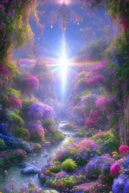 verybeautiful-magical-garden-of-the-angelic-kingdom-blue-and-pink-plants-and-trees-small-river-sunshine-flowers-haze-thumb-rainbow-ufo-bright-colors