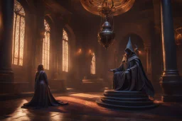 a mind flayer performing a ritual of soul magic in a palace. Zombie Minions. Death lights. fantasy concept art, exquisite realism, a masterpiece, dynamic lighting, hyper detailed, intricately detailed, deep color, Unreal Engine, volumetric lighting , Epic cinematic brilliant stunning intricate meticulously detailed dramatic atmospheric maximal,