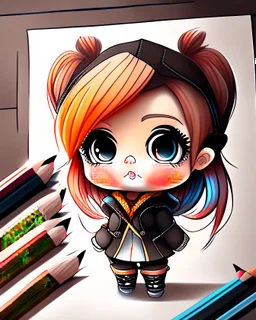 Dibujo lineal chibi arte digital calidad ultra 3D