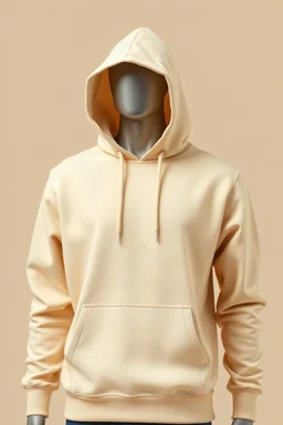 mockup blank beige hoodie with mannequin, beige background, Ai generated Images