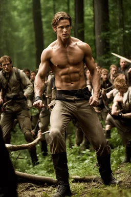 hot man fighting in the hunger games