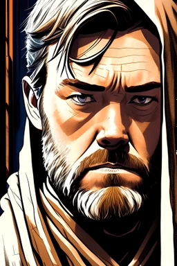 Obi-Wan Kenobi portrait comic book style