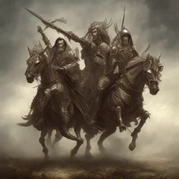 4 Horseman of the apocalypse, ultra detailed, symetrical