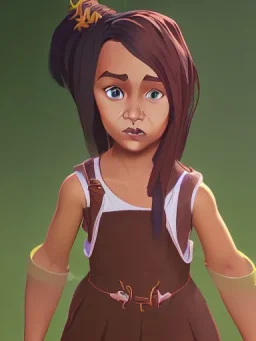 Portrait of a magical tanned toddler witch girl with brown hair