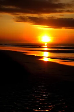 Sonnenuntergang am Strand Porträt, von weit weg